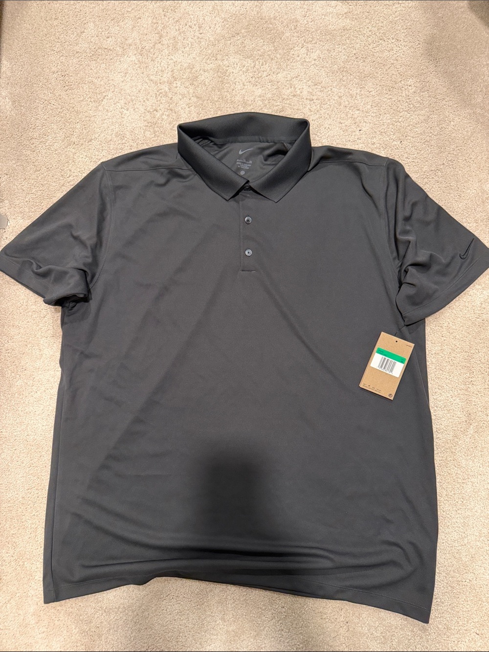 Nike charcoal gray Men's Polo with Subtle Sleeve Swoosh